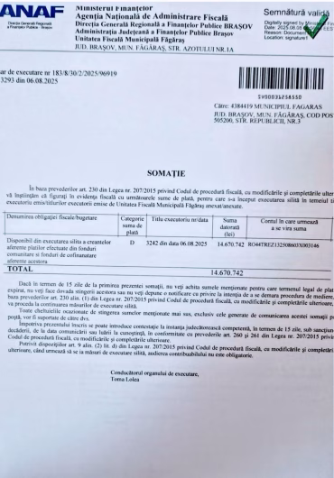 a873d2ed-1907-4f18-abf2-1fd8b8903cb2-370x530 Primăria Făgăraș, pusă la zid de ANAF. Executată pentru o sumă uriașă!