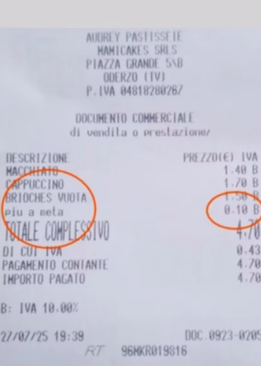 img_5625-378x530 Scandal în farfurie: Cafenea italiană, asaltată de critici după ce a taxat 10 cenți pentru tăierea unui croissant